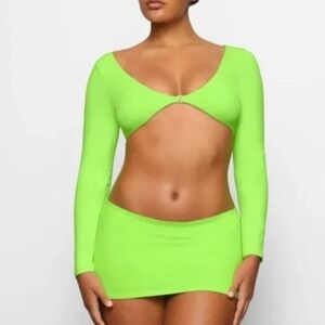 SKIMS Neon Green Recycled Swim Long Sleeve Shrug Top‎ 3X Cover Up